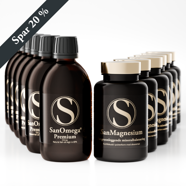 6 SanOmega og 6 SanMagnesium mineralpulver - Abonnement
