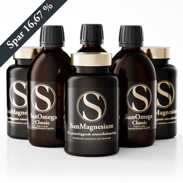 Trippel basispakke - 3 SanMagnesium + 3 SanOmega i valgfri smak! - Abonnement