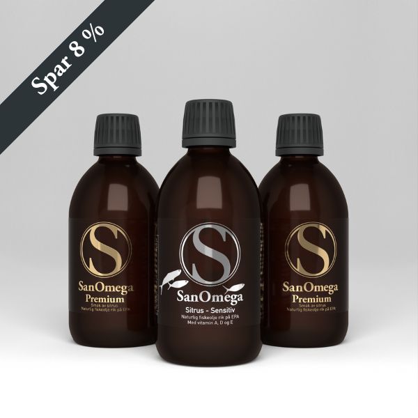SanOmega Familiepakke - To SanOmega Premium og en SanOmega Sensitiv - Abonnement
