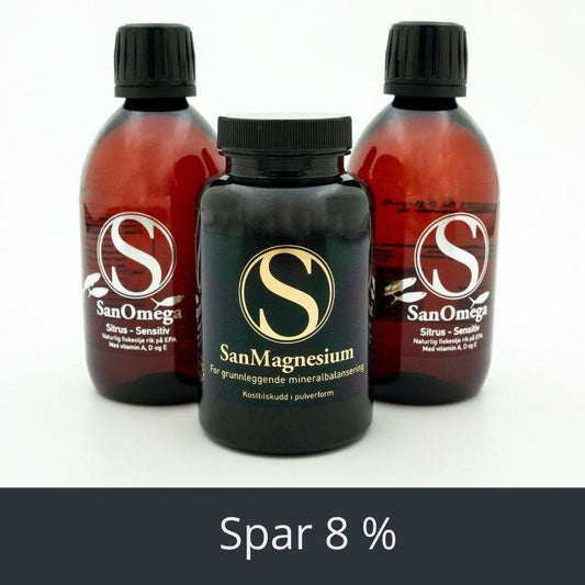 Kraftpakken - SanMagnesiumpulver + SanOmega i valgfri smak! - Abonnement