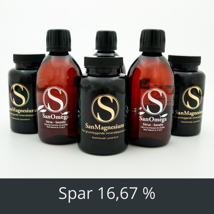 Trippel basispakke - 3 SanMagnesium + 3 SanOmega i valgfri smak! - Abonnement