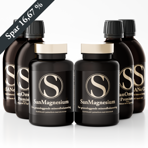 Dobbel energipakke - SanOmega, SanMagnesium og inSANe C8 - Abonnement